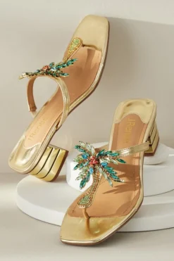 Best Soft Surroundings J. Renee Palmy Slide Sandal Gold/Multi