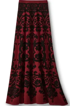 Discount Soft Surroundings Jacobean Sweater Skirt RedBaroque
