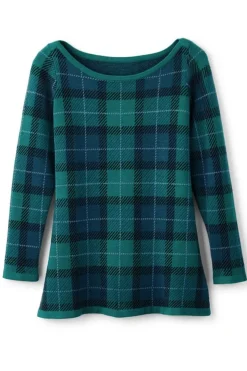 Soft Surroundings Janece Plaid Sweater Tunic FestivePlaidGreen