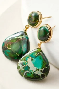Hot Soft Surroundings Jayda Drop Earrings Green