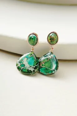 Hot Soft Surroundings Jayda Drop Earrings Green