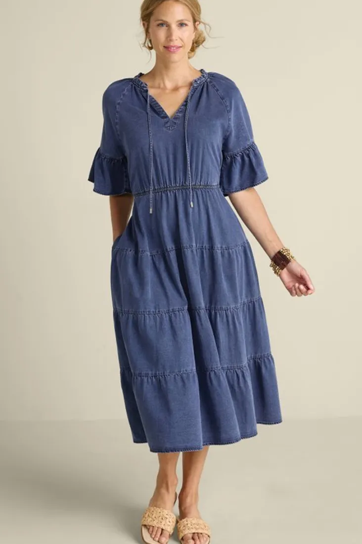 Sale Soft Surroundings Jessanne Tencel™ Midi Dress DarkMediumIndigo