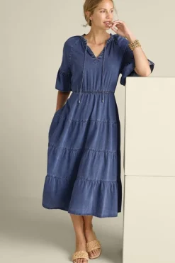 Sale Soft Surroundings Jessanne Tencel™ Midi Dress DarkMediumIndigo