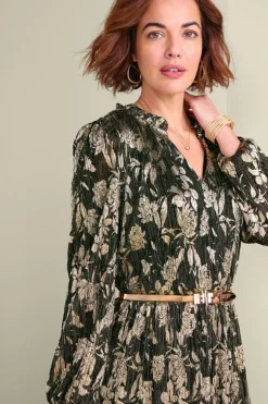 New Soft Surroundings Jobelle Shimmer Midi Dress FoilGarden