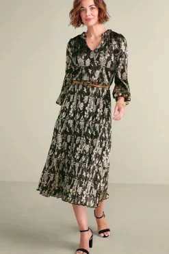 New Soft Surroundings Jobelle Shimmer Midi Dress FoilGarden