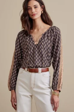 New Soft Surroundings Jolene Blouse NeutralGeo
