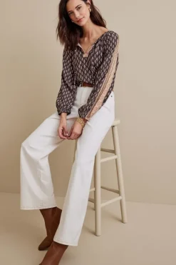 New Soft Surroundings Jolene Blouse NeutralGeo
