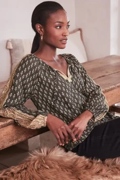 New Soft Surroundings Jolene Blouse NeutralGeo