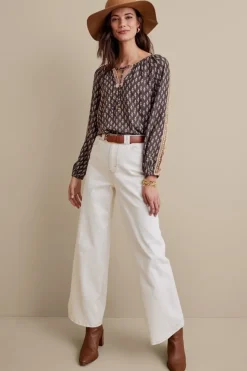 New Soft Surroundings Jolene Blouse NeutralGeo