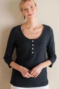 Outlet Soft Surroundings Jude Textured Top Black