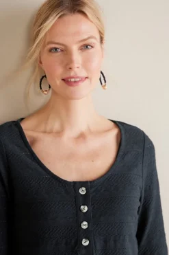 Outlet Soft Surroundings Jude Textured Top Black