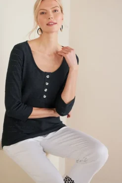 Outlet Soft Surroundings Jude Textured Top Black
