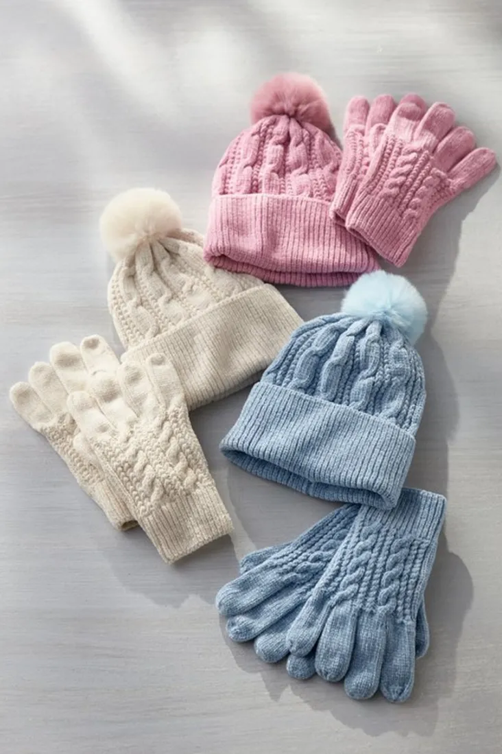 Outlet Soft Surroundings Jules Chenille Hat & Gloves Set