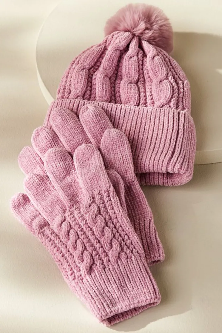 Outlet Soft Surroundings Jules Chenille Hat & Gloves Set