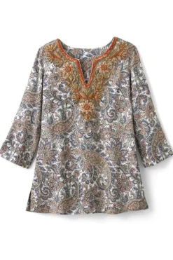 Discount Soft Surroundings Kaimana Embellished Tunic SpringPaisley