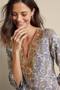 Discount Soft Surroundings Kaimana Embellished Tunic SpringPaisley
