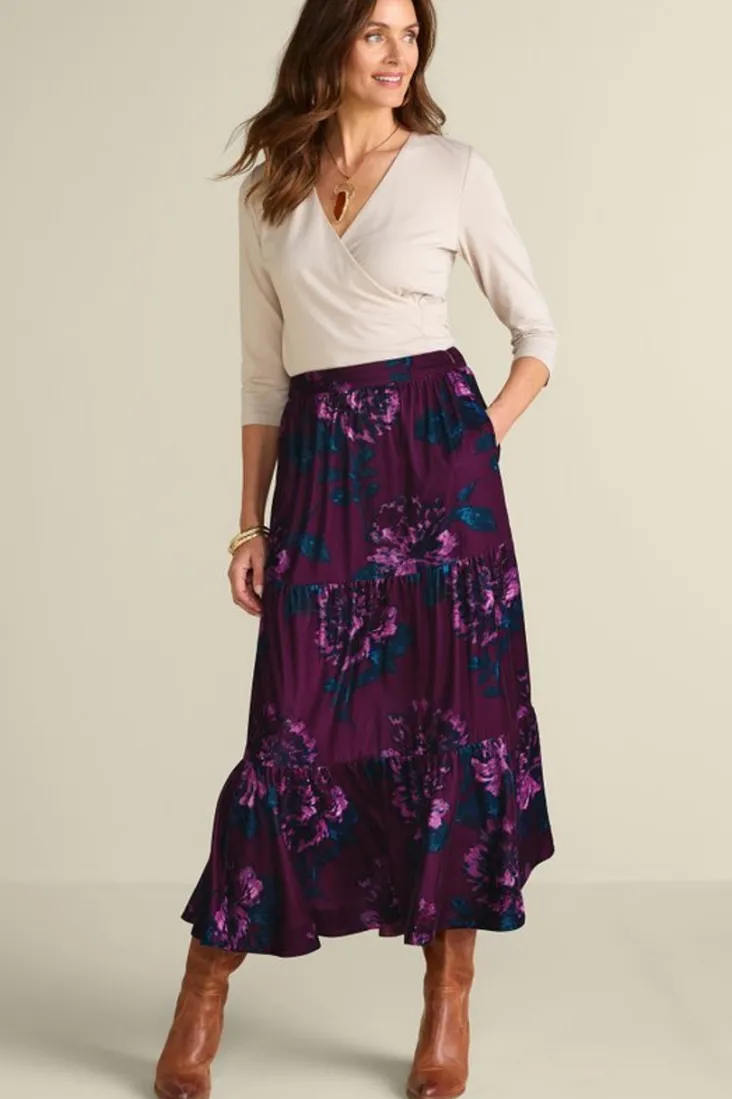 Best Soft Surroundings Kara Velvet Skirt BordeauxBloom
