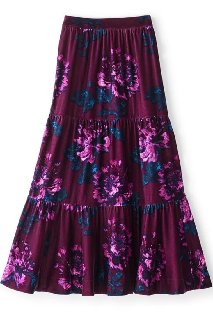 Best Soft Surroundings Kara Velvet Skirt BordeauxBloom