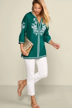 Best Soft Surroundings Katie Gauze Tunic TealGreen