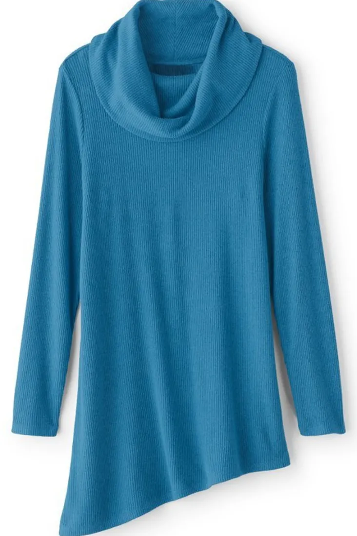 Soft Surroundings Kayla Rib Knit Cowl Neck Tunic