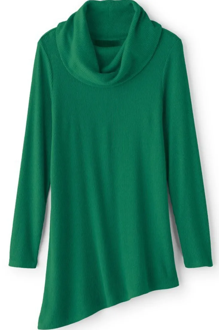 Soft Surroundings Kayla Rib Knit Cowl Neck Tunic