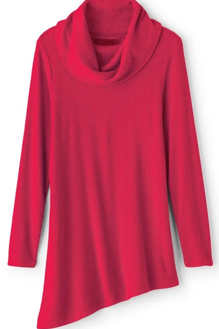 Soft Surroundings Kayla Rib Knit Cowl Neck Tunic