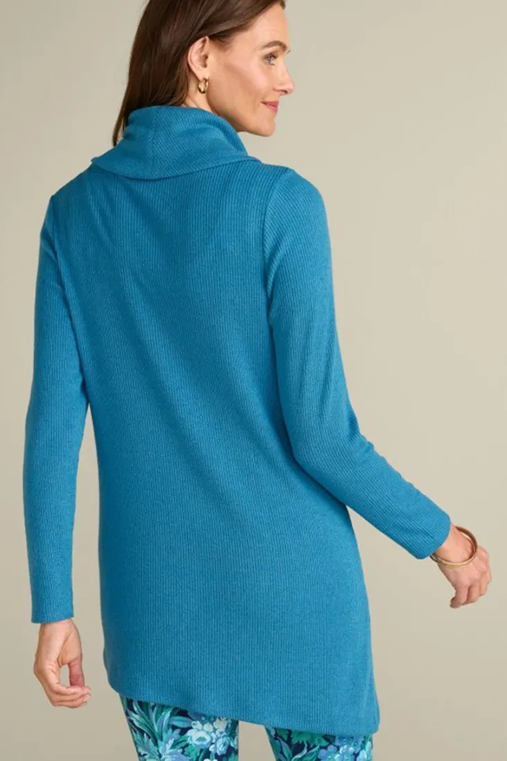 Soft Surroundings Kayla Rib Knit Cowl Neck Tunic