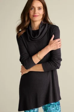 Soft Surroundings Kayla Rib Knit Cowl Neck Tunic