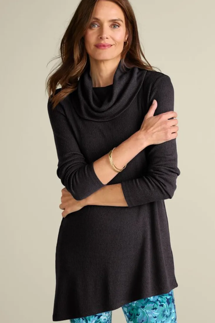 Soft Surroundings Kayla Rib Knit Cowl Neck Tunic