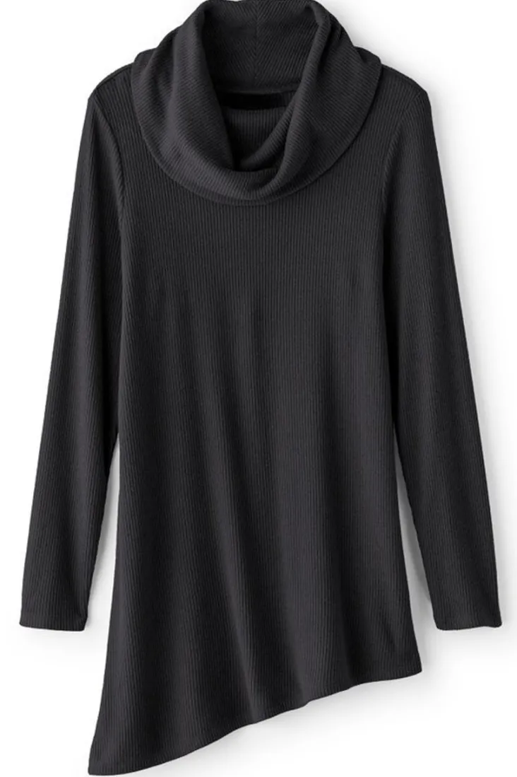 Soft Surroundings Kayla Rib Knit Cowl Neck Tunic