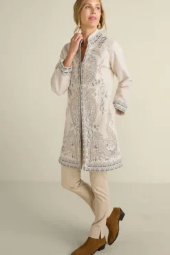 New Soft Surroundings Kerala Embellished Natural Jacket NaturalSeed