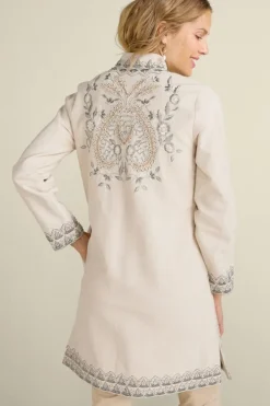 New Soft Surroundings Kerala Embellished Natural Jacket NaturalSeed