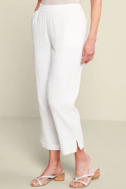 Hot Soft Surroundings Khulani Straight Leg Gauze Crop Pants Navy