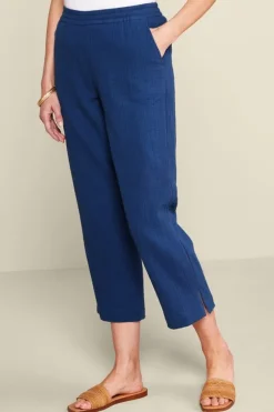 Hot Soft Surroundings Khulani Straight Leg Gauze Crop Pants Navy