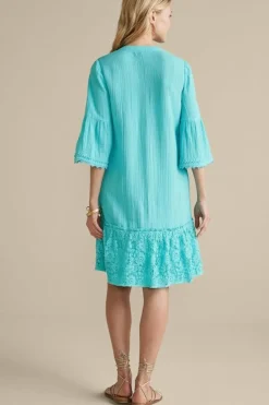Hot Soft Surroundings Kiona Gauze Short Dress HawaiianAqua