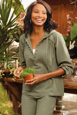 Outlet Soft Surroundings Lanai Hoodie BayLeaf