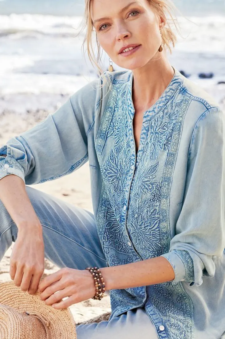 Online Soft Surroundings Las Olas Shirt LightBlue