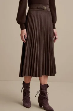 Discount Soft Surroundings Lavina Faux Suede Skirt DarkBrown
