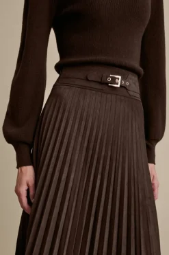 Discount Soft Surroundings Lavina Faux Suede Skirt DarkBrown