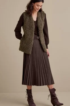 Discount Soft Surroundings Lavina Faux Suede Skirt DarkBrown