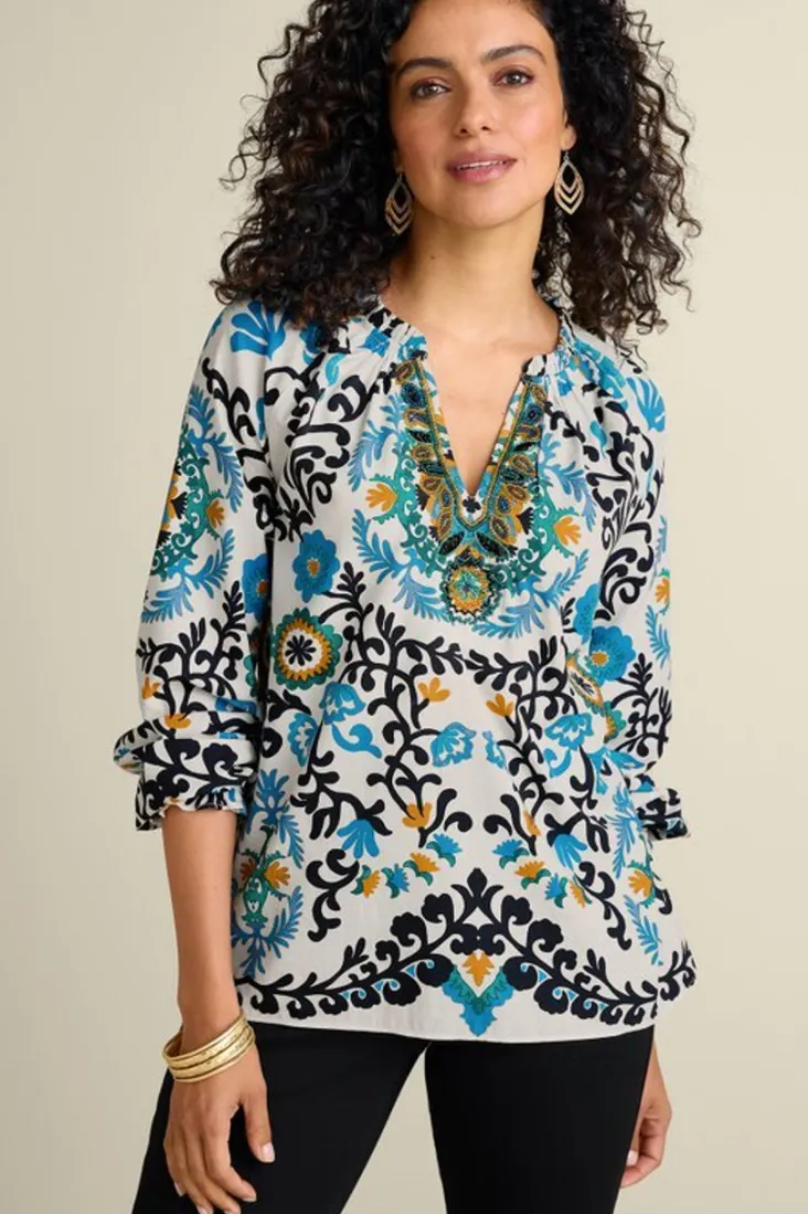 Clearance Soft Surroundings Leona Long Sleeve Top TibetanScarf