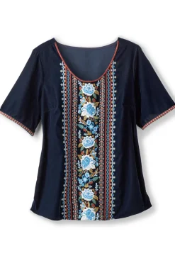 New Soft Surroundings Lilian Velvet Top MedievalBlue