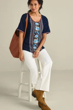 New Soft Surroundings Lilian Velvet Top MedievalBlue