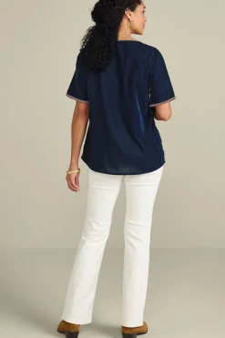 New Soft Surroundings Lilian Velvet Top MedievalBlue