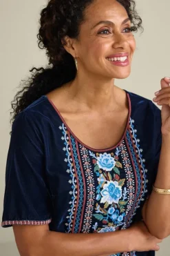 New Soft Surroundings Lilian Velvet Top MedievalBlue