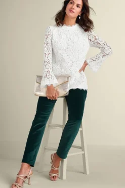 Soft Surroundings Lilith Lace Top White