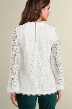 Soft Surroundings Lilith Lace Top White