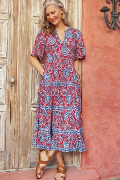 Hot Soft Surroundings Lilith Midi Dress CyntheraFloral/Border