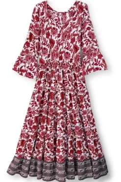 Hot Soft Surroundings Lily Midi Dress MaroonSketchedBotanical