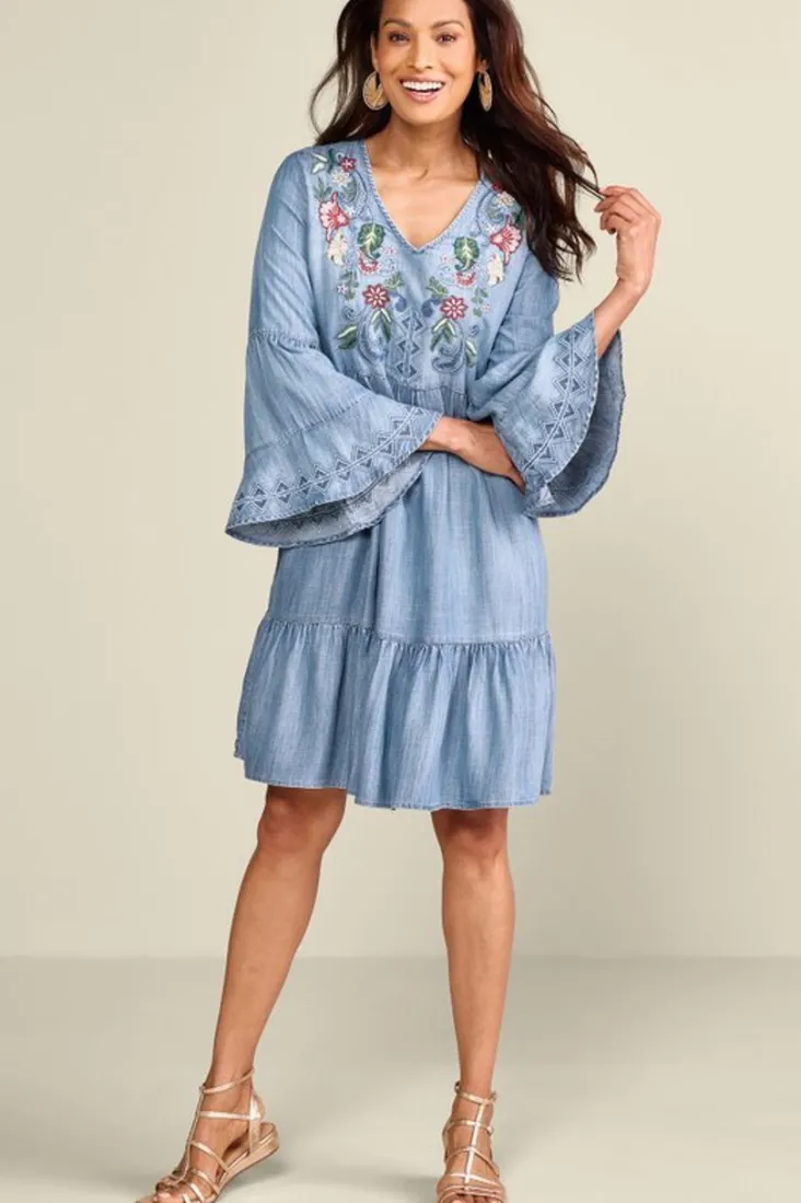 Sale Soft Surroundings Lina Short Dress LightChambray